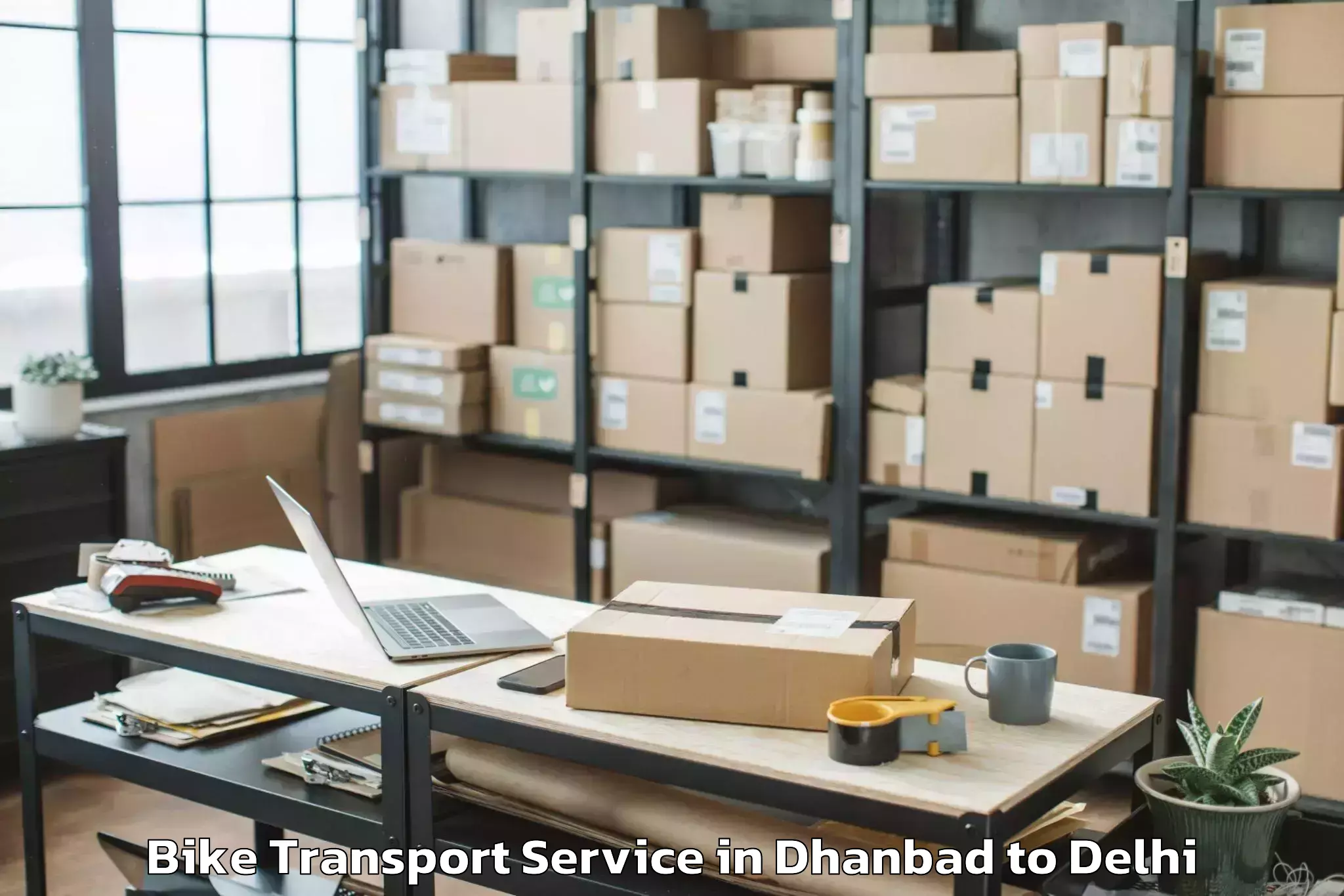 Hassle-Free Dhanbad to East Delhi Mall Bike Transport